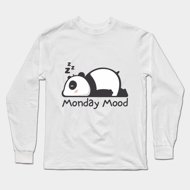 Panda Monday Mood Long Sleeve T-Shirt by brand.re